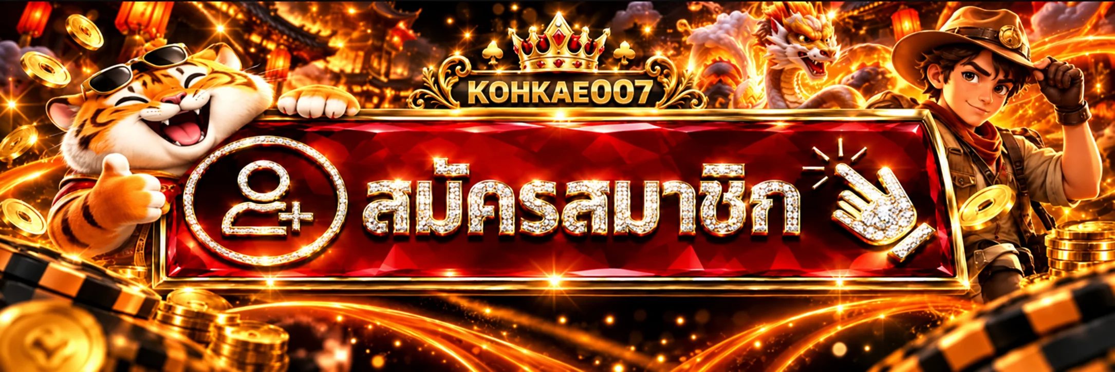 ปุ่มสมัครสมาชิกและทางเข้า KOHKAE007